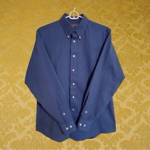 Claybrooke Blue Button Down Wrinkle Free Long Sleeve Dress Shirt Size 15.5